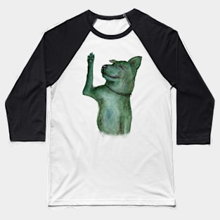 Waving Green Dog - Hand Painted Watercolour Baseball T-Shirt